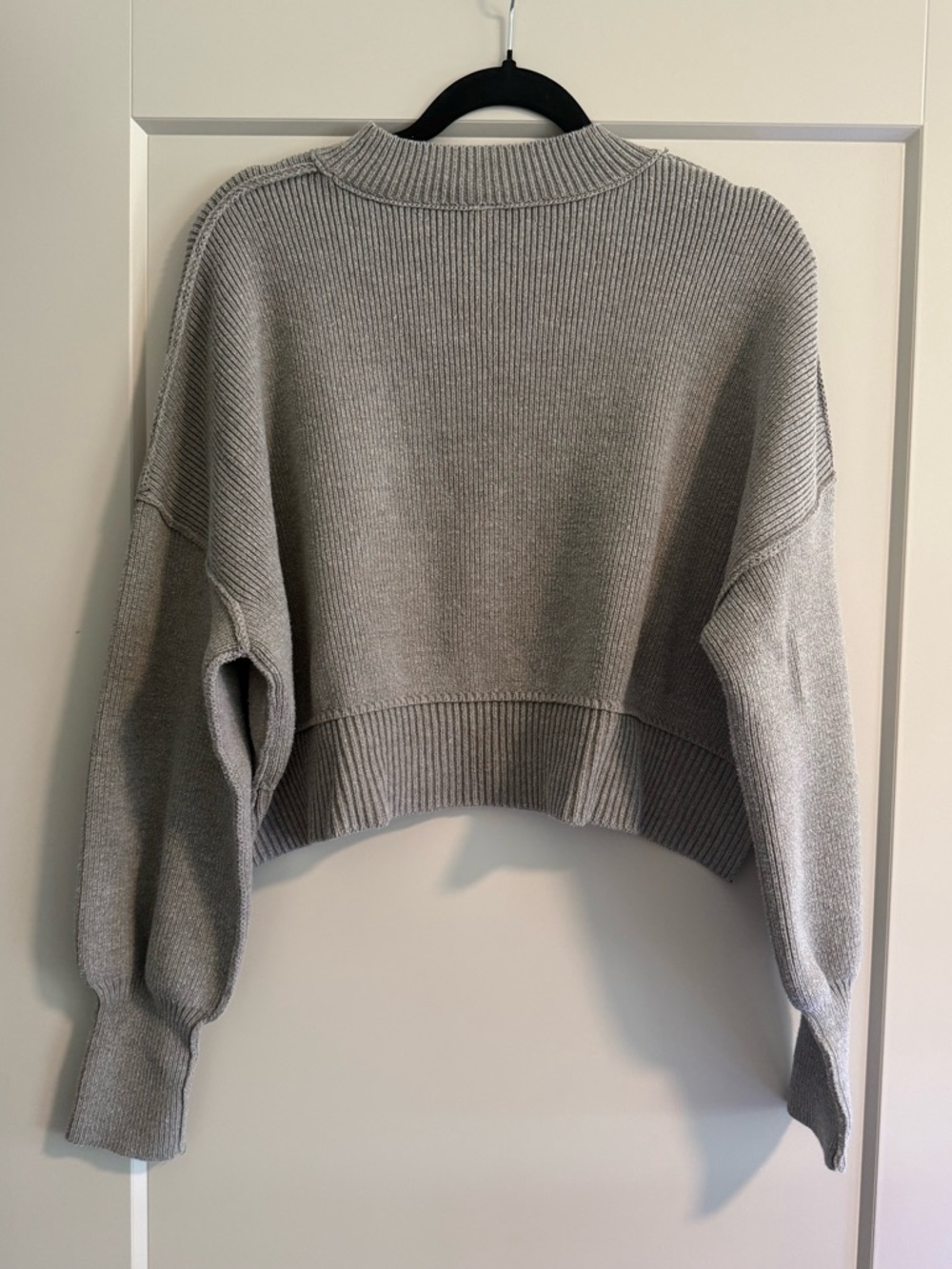 Free People Easy Street Crop Pullover Sweater Grey, size S, like new! - Picture 3 of 5